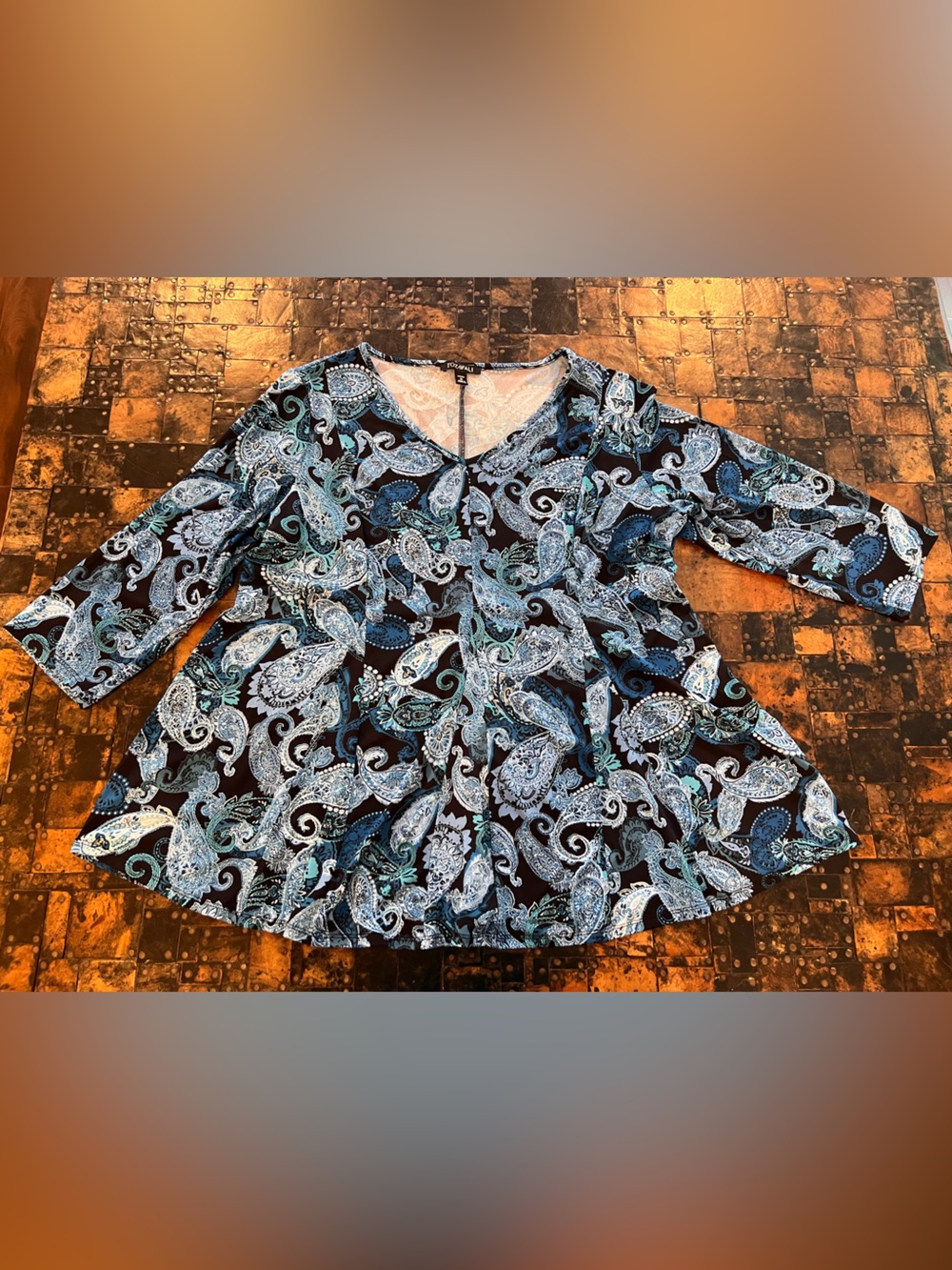 Roz & Ali Black with Blue Paisley Top